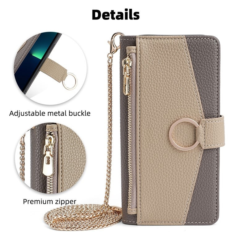 For iPhone 16 Plus Crossbody Litchi Texture Leather Phone Case(Grey) - iPhone 16 Plus Cases by buy2fix | Online Shopping UK | buy2fix