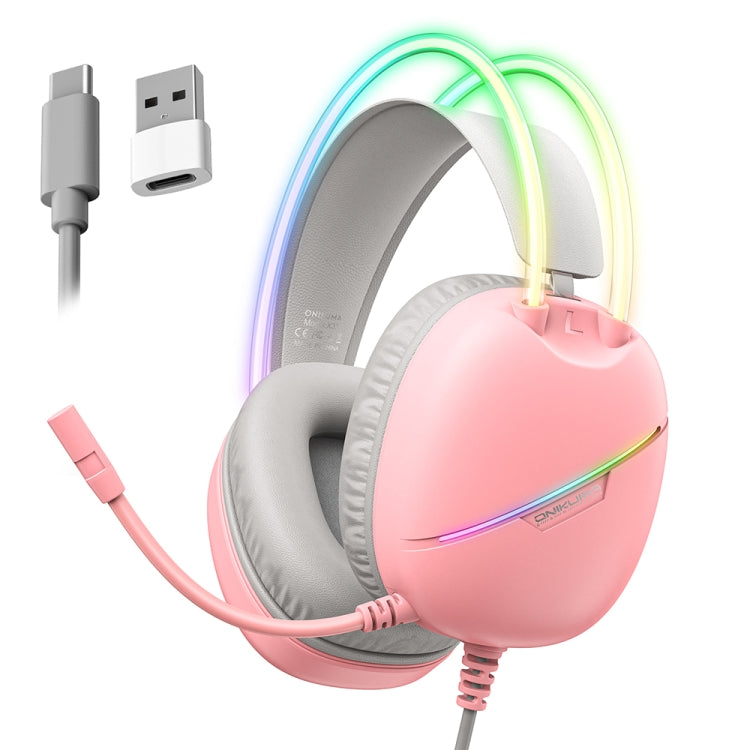 ONIKUMA X33 Head-mounted RGB Light E-Sports Gaming Headset, Cable Length: 2m(Pink) - Multimedia Headset by ONIKUMA | Online Shopping UK | buy2fix