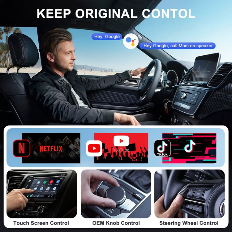 USB Interface Wired to Wireless CarPlay Auto Adapter for Android, Specification:Round(Black) - Bluetooth Adapters by buy2fix | Online Shopping UK | buy2fix