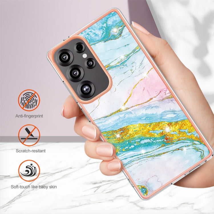 For Samsung Galaxy S25 Ultra 5G Electroplating Marble Pattern Dual-side IMD TPU Shockproof Phone Case(Green 004) - Galaxy S25 Ultra 5G Cases by buy2fix | Online Shopping UK | buy2fix