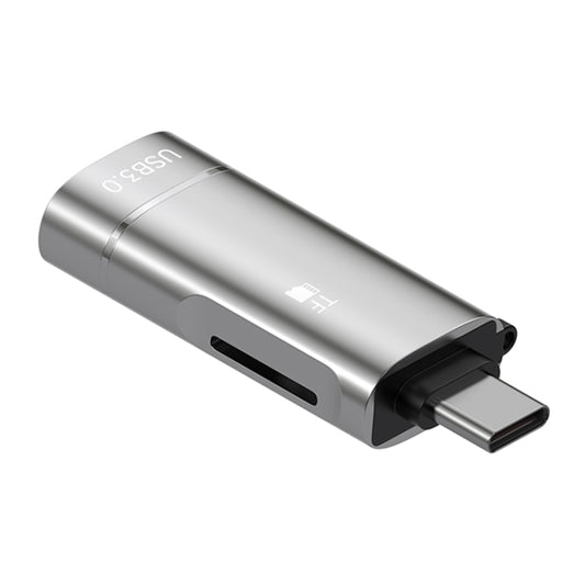 2 in 1 Type-C to USB and TF Card Reader Adapter(Grey) - Card Reader by buy2fix | Online Shopping UK | buy2fix