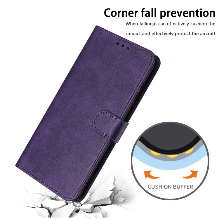 For Samsung Galaxy S25 / S24 5G Solid Calf Texture Flip Leather Phone Case(Purple) - Galaxy S25 5G Cases by buy2fix | Online Shopping UK | buy2fix