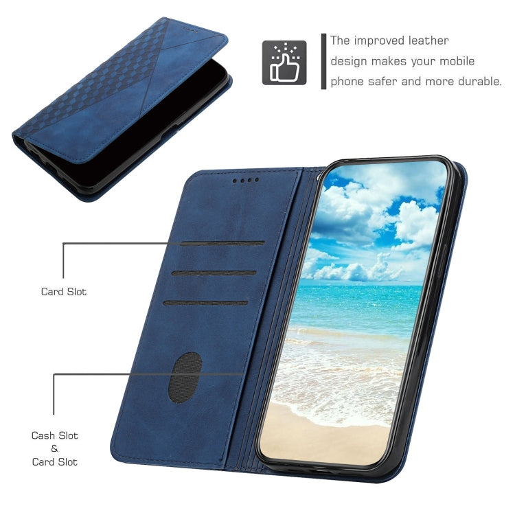 For Samsung Galaxy S25 / S24 5G Diamond Splicing Skin Feel Magnetic Leather Phone Case(Blue) - Galaxy S25 5G Cases by buy2fix | Online Shopping UK | buy2fix