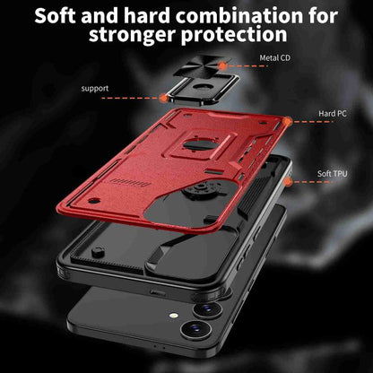 For Samsung Galaxy S25 5G Ring Holder PC Hybrid TPU Phone Case(Red) - Galaxy S25 5G Cases by buy2fix | Online Shopping UK | buy2fix