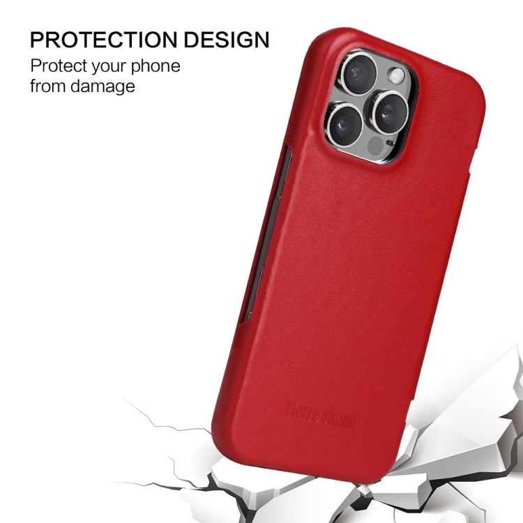 For iPhone 16 Pro Fierre Shann Top Layer Cowhide Business Magnetic Leather Phone Case(Red) - iPhone 16 Pro Cases by FIERRE SHANN | Online Shopping UK | buy2fix