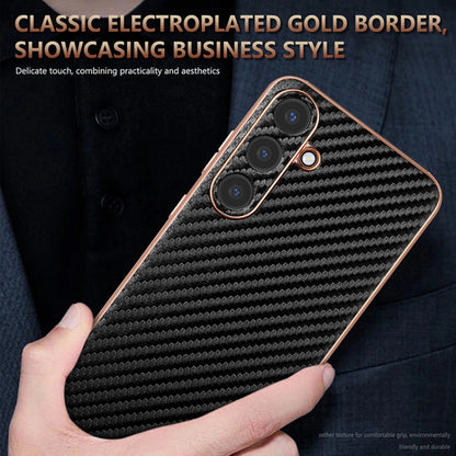 For Samsung Galaxy S25 5G AZNS Electroplated Edge Carbon Fiber Texture Phone Case(Black) - Galaxy S25 5G Cases by AZNS | Online Shopping UK | buy2fix