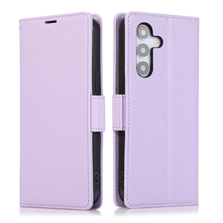 For Samsung Galaxy S25+ / S24+ 5G Side Buckle RFID Anti-theft Leather Phone Case(Light Purple) - Galaxy S25+ 5G Cases by buy2fix | Online Shopping UK | buy2fix