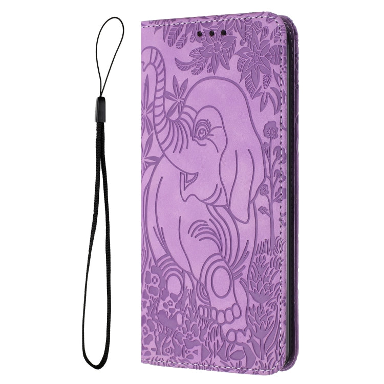 For Samsung Galaxy S25+ 5G Retro Elephant Embossed Leather Phone Case(Purple) - Galaxy S25+ 5G Cases by buy2fix | Online Shopping UK | buy2fix