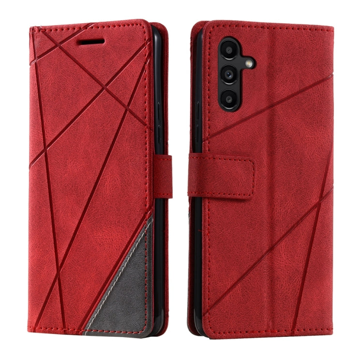 For Samsung Galaxy S25+ 5G Skin Feel Splicing Leather Phone Case(Red) - Galaxy S25+ 5G Cases by buy2fix | Online Shopping UK | buy2fix