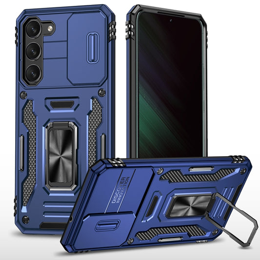 For Samsung Galaxy S25 5G Armor PC Hybrid TPU Camera Shield Phone Case(Navy Blue) - Galaxy S25 5G Cases by buy2fix | Online Shopping UK | buy2fix