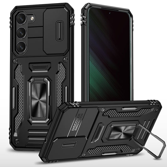 For Samsung Galaxy S25 5G Armor PC Hybrid TPU Camera Shield Phone Case(Black) - Galaxy S25 5G Cases by buy2fix | Online Shopping UK | buy2fix