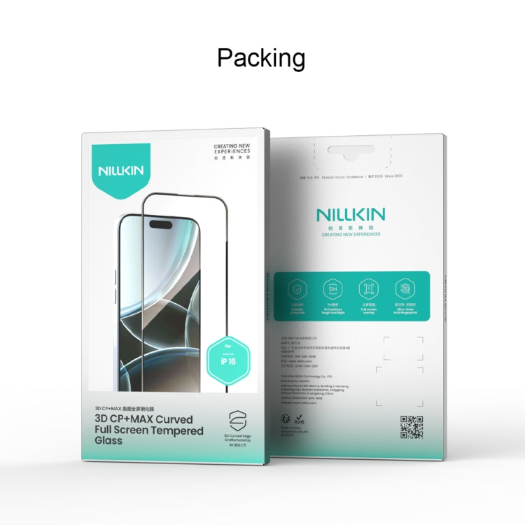 For iPhone 16 NILLKIN 3D CP+MAX Anti-Explosion Full Coverage Tempered Glass Film - iPhone 16 Tempered Glass by NILLKIN | Online Shopping UK | buy2fix