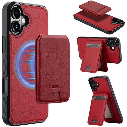 For iPhone 16 LC.IMEEKE L3 Series Detachable RFID Card Bag Magsafe Phone Case(Red) - iPhone 16 Cases by LC.IMEEKE | Online Shopping UK | buy2fix