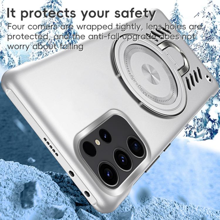 For Samsung Galaxy S25 Ultra 5G Ice Sense Series Graphene Cooling MagSafe Holder Phone Case(Silver) - Galaxy S25 Ultra 5G Cases by buy2fix | Online Shopping UK | buy2fix