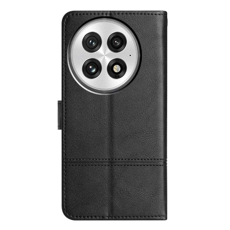 For OnePlus 13 Cowhide Texture Stitching Leather Phone Case(Black) - OnePlus Cases by buy2fix | Online Shopping UK | buy2fix