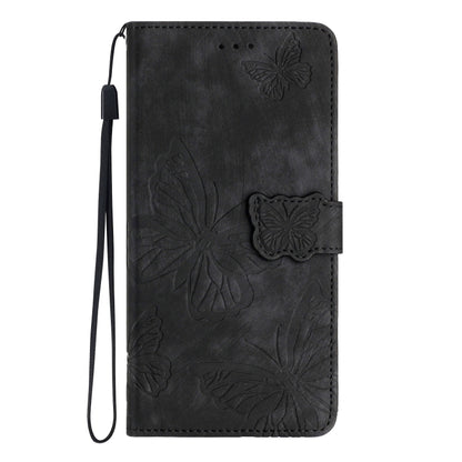 For OnePlus 13 Skin-feel Embossed Butterfly Leather Phone Case(Black) - OnePlus Cases by buy2fix | Online Shopping UK | buy2fix