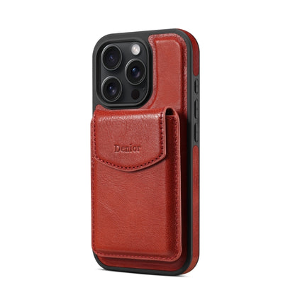 For iPhone 16 Pro Denior D22 Genuine Leather MagSafe Holder Detachable Card Slot Phone Case(Brown) - iPhone 16 Pro Cases by Denior | Online Shopping UK | buy2fix