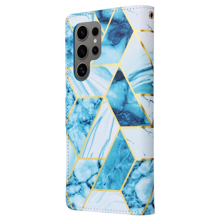 For Samsung Galaxy S25 Ultra 5G Marble Bronzing Stitching Leather Phone Case(Blue) - Galaxy S25 Ultra 5G Cases by buy2fix | Online Shopping UK | buy2fix