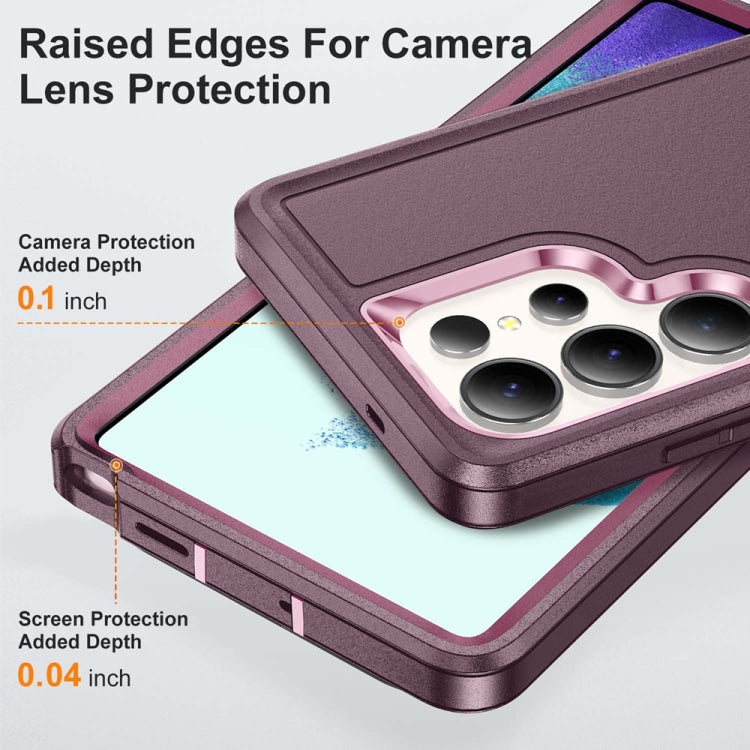 For Samsung Galaxy S25 Ultra 5G Rugged PC Hybrid Silicone Phone Case with Holder(Purple+Pink) - Galaxy S25 Ultra 5G Cases by buy2fix | Online Shopping UK | buy2fix