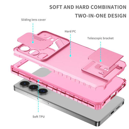 For Samsung Galaxy S25 Ultra 5G Stereoscopic Holder Sliding Camshield Phone Case(Pink) - Galaxy S25 Ultra 5G Cases by buy2fix | Online Shopping UK | buy2fix