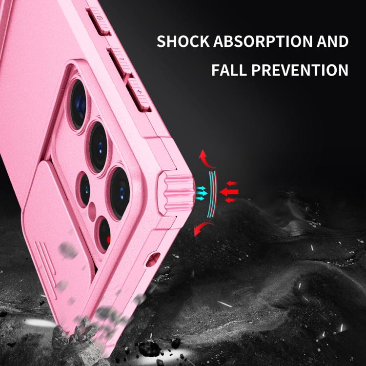 For Samsung Galaxy S25 Ultra 5G Stereoscopic Holder Sliding Camshield Phone Case(Pink) - Galaxy S25 Ultra 5G Cases by buy2fix | Online Shopping UK | buy2fix