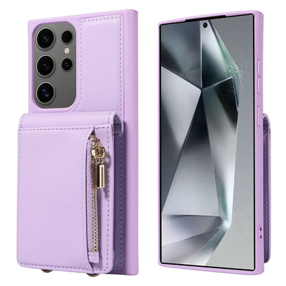 For Samsung Galaxy S25 Ultra 5G Crossbody Lanyard Zipper Wallet Leather Phone Case(Purple) - Galaxy S25 Ultra 5G Cases by buy2fix | Online Shopping UK | buy2fix