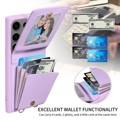 For Samsung Galaxy S25 Ultra 5G Crossbody Lanyard Zipper Wallet Leather Phone Case(Purple) - Galaxy S25 Ultra 5G Cases by buy2fix | Online Shopping UK | buy2fix