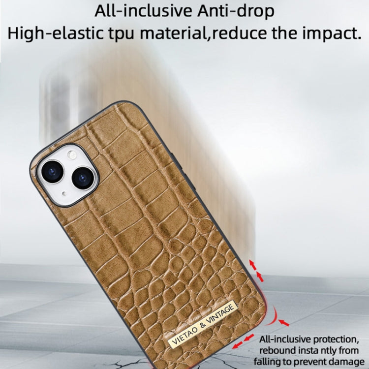 For iPhone 16 Pro VIETAO Alligator Texture PU Phone Case(Brown) - iPhone 16 Pro Cases by VIETAO | Online Shopping UK | buy2fix