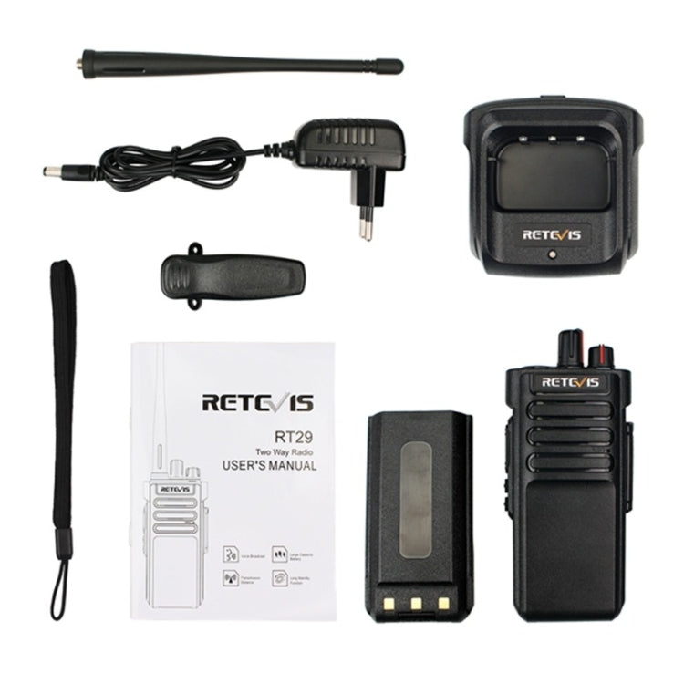 RETEVIS RT29 10W VHF136-174 MHz 16CHS Two Way Radio Handheld Walkie Talkie, EU Plug(Black) - Handheld Walkie Talkie by RETEVIS | Online Shopping UK | buy2fix