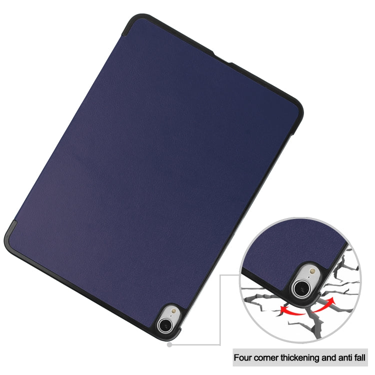 For iPad Air 11 2024 / 2022 / 2020 10.9 Custer Texture Horizontal Flip Leather Case with Three-folding Holder & Sleep / Wake-up Function(Dark Blue) - iPad Air (2022) / (2020) 10.9 Cases by buy2fix | Online Shopping UK | buy2fix