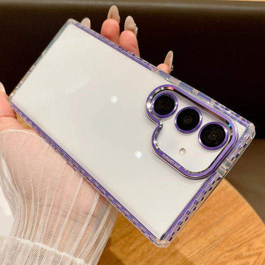 For Samsung Galaxy S25+ 5G Transparent Phone Case with Lens Film(Purple) - Galaxy S25+ 5G Cases by buy2fix | Online Shopping UK | buy2fix