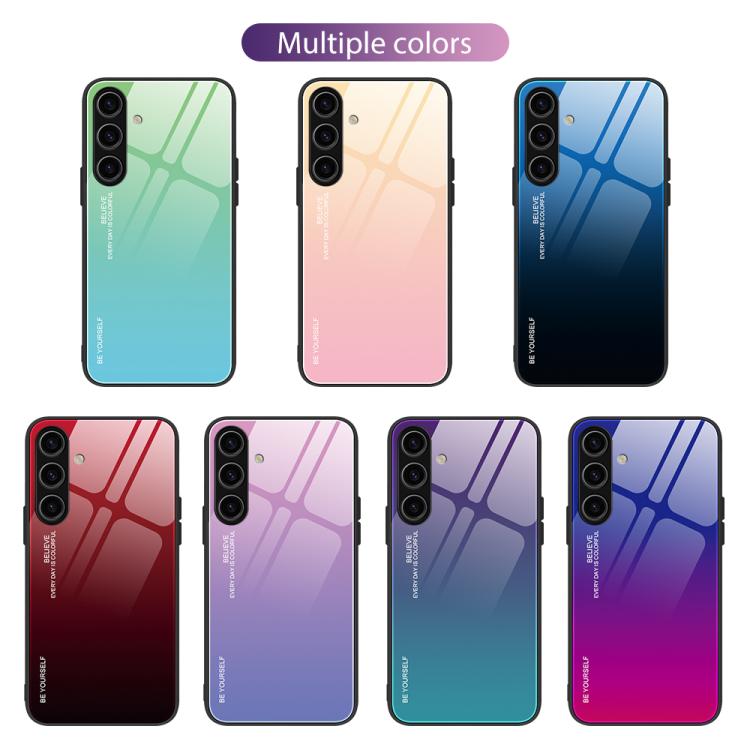 For Samsung Galaxy S25+ 5G Gradient Color Glass Phone Case(Pink Purple) - Galaxy S25+ 5G Cases by buy2fix | Online Shopping UK | buy2fix