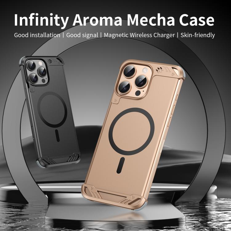 For iPhone 16 Plus R-JUST RJ63 Frameless Aroma Mecha MagSafe Phone Case(Silver) - iPhone 16 Plus Cases by R-JUST | Online Shopping UK | buy2fix