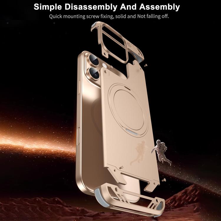 For iPhone 16 Plus R-JUST RJ63-1 Frameless Aroma Mecha MagSafe Holder Phone Case(Silver) - iPhone 16 Plus Cases by R-JUST | Online Shopping UK | buy2fix