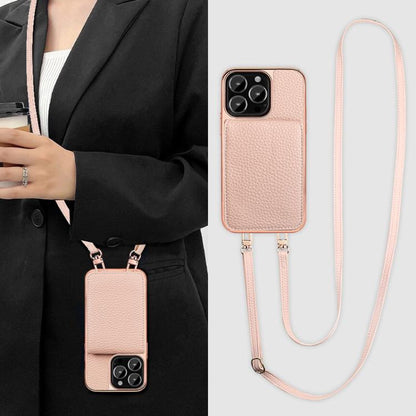 For iPhone 16 Pro Max VIETAO Litchi Texture Wallet PU Phone Case with Lanyard(Pink) - iPhone 16 Pro Max Cases by VIETAO | Online Shopping UK | buy2fix