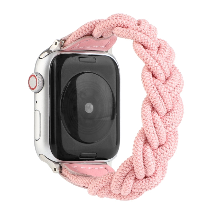 Elastic Woven Watch Band For Apple Watch Ultra 49mm&Watch Ultra 2 49mm / Series 9&8&7 45mm / SE 3&SE 2&6&SE&5&4 44mm / 3&2&1 42mm, Length:130mm(Pink) - Watch Bands by buy2fix | Online Shopping UK | buy2fix