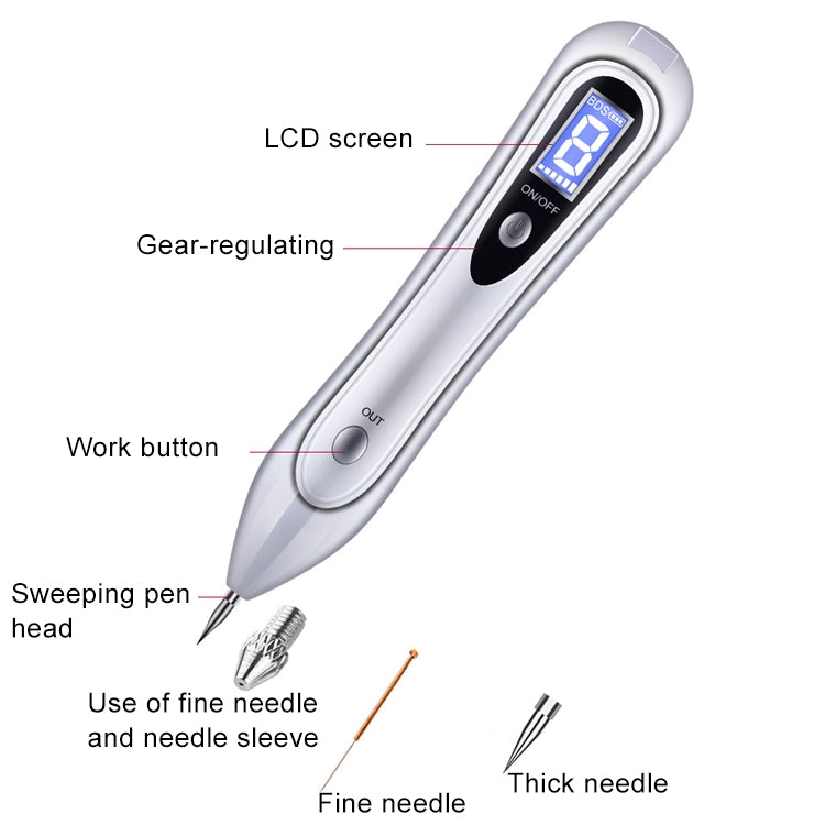 SONGSUN X2 Professional Portable Skin Spot Tattoo Freckle Removal Machine Mole Dot Removing Laser Plasma Beauty Care Pen with LCD Display Screen & 9 Gears Adjustment(White) - Beauty Instrument by buy2fix | Online Shopping UK | buy2fix