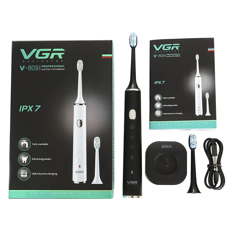 VGR V-809 IPX7 USB Sonic Electric Toothbrush with Memory Function(Black) - Toothbrushes by VGR | Online Shopping UK | buy2fix