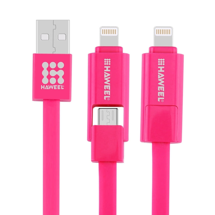 HAWEEL 1m 2 in 1 Micro USB & 8 Pin to USB Data Sync Charge Cable(Magenta) - Multifunction Cable by buy2fix | Online Shopping UK | buy2fix