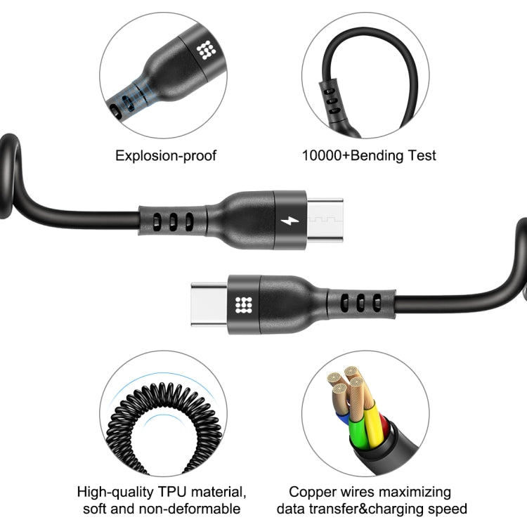 HAWEEL 1m 5A USB-C / Type-C to USB-C / Type-C Retractable Coiled PD Fast Charging Cable - USB-C & Type-C Cable by HAWEEL | Online Shopping UK | buy2fix