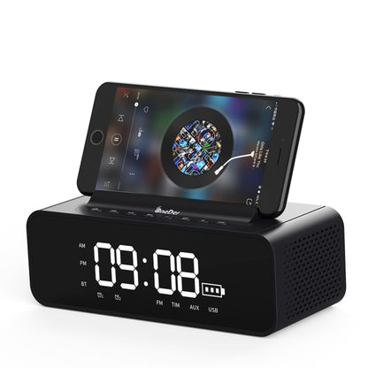 Oneder V06 Smart Sound Box Wireless Bluetooth Speaker, LED Screen Alarm Clock, Support Hands-free & FM & TF Card & AUX & USB Drive (Grey) - Desktop Speaker by OneDer | Online Shopping UK | buy2fix