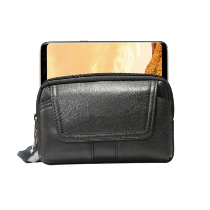 5.2 inch and Below Universal Genuine Leather Men Horizontal Style Case Waist Bag with Belt Hole, For iPhone, Samsung, Sony, Huawei, Meizu, Lenovo, ASUS, Oneplus, Xiaomi, Cubot, Ulefone, Letv, DOOGEE, Vkworld, and other(Black) - More iPhone Cases by buy2fix | Online Shopping UK | buy2fix