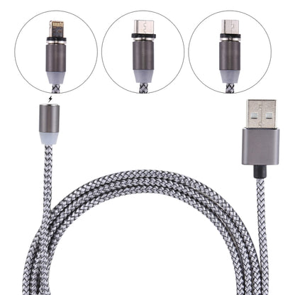 1.05m 8 Pin + Micro USB + USB-C / Type-C to USB Weave Data Sync Charging Cable with LED Indicator - Charging Cable & Head by buy2fix | Online Shopping UK | buy2fix