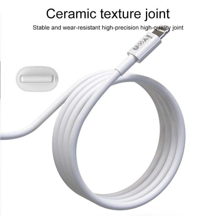 IVON CA70 8 Pin Fast Charging Data Cable, Length: 2m (White) - Normal Style Cable by IVON | Online Shopping UK | buy2fix