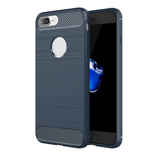 For iPhone 8 Plus Brushed Texture Fiber TPU Rugged Armor Protective Case(Dark Blue) - More iPhone Cases by buy2fix | Online Shopping UK | buy2fix