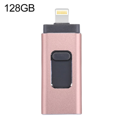 easyflash RQW-01B 3 in 1 USB 2.0 & 8 Pin & Micro USB 128GB Flash Drive(Rose Gold) - U Disk & Card Reader by buy2fix | Online Shopping UK | buy2fix