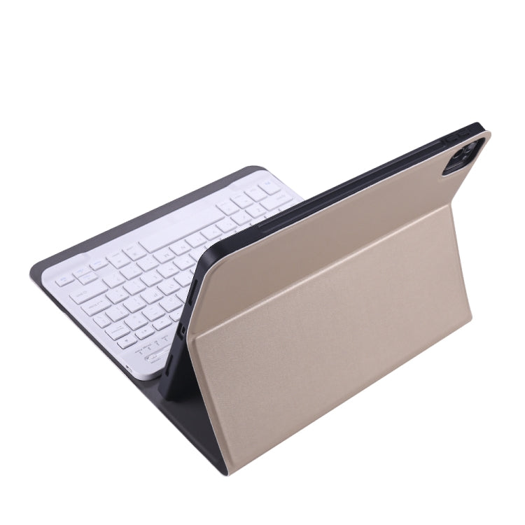 A11B Bluetooth 3.0 Ultra-thin ABS Detachable Bluetooth Keyboard Leather Tablet Case with Holder & Pen Slot for iPad Pro 11 inch 2021 (Gold) - For iPad Pro by buy2fix | Online Shopping UK | buy2fix