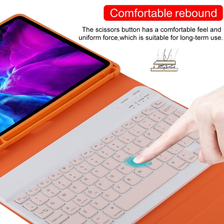 TG11B Detachable Bluetooth Pink Keyboard + Microfiber Leather Tablet Case for iPad Pro 11 inch (2020), with Pen Slot & Holder (Orange) - For iPad Pro by buy2fix | Online Shopping UK | buy2fix