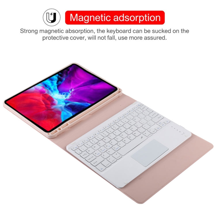 TG11BC Detachable Bluetooth White Keyboard Microfiber Leather Tablet Case for iPad Pro 11 inch (2020), with Touchpad & Pen Slot & Holder (Pink) - For iPad Pro by buy2fix | Online Shopping UK | buy2fix