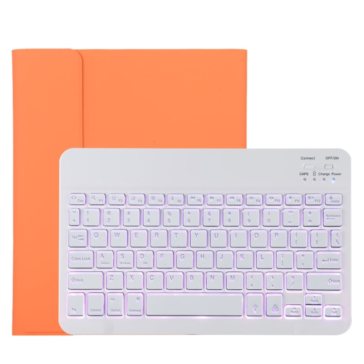 TG11BS Detachable Bluetooth White Keyboard Microfiber Leather Tablet Case for iPad Pro 11 inch (2020), with Backlight & Pen Slot & Holder (Orange) - For iPad Pro by buy2fix | Online Shopping UK | buy2fix